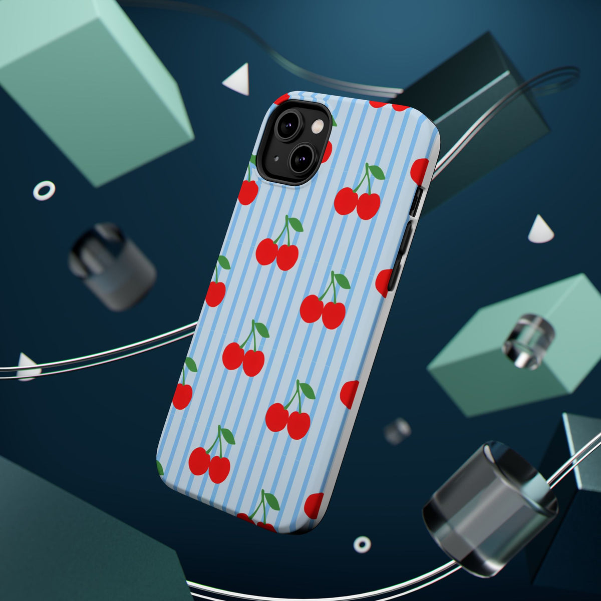 Sunday Market Magnetic Impact Phone Case — Blue Stripe Retro Design