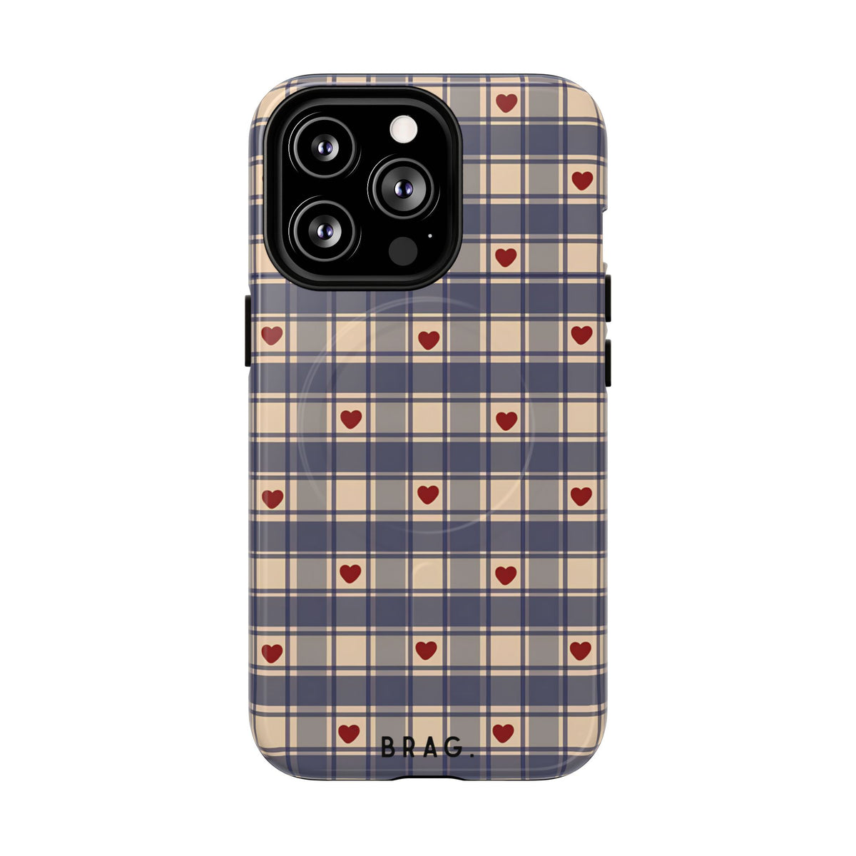 Heart Plaid MagSafe Tough Phone Case — Magnetic Protective Cover