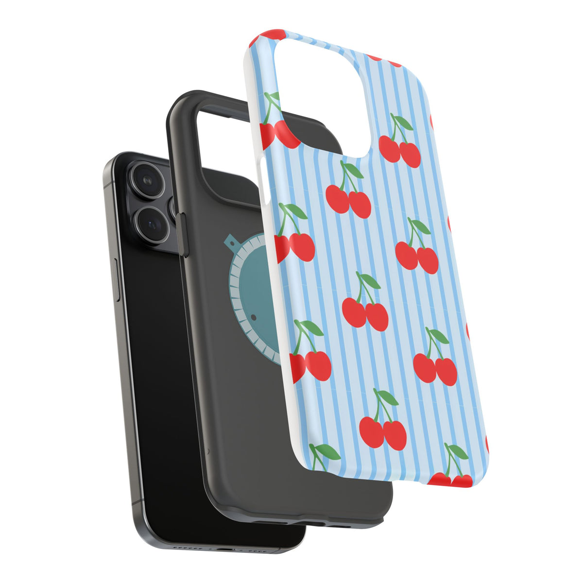 Sunday Market Magnetic Impact Phone Case — Blue Stripe Retro Design