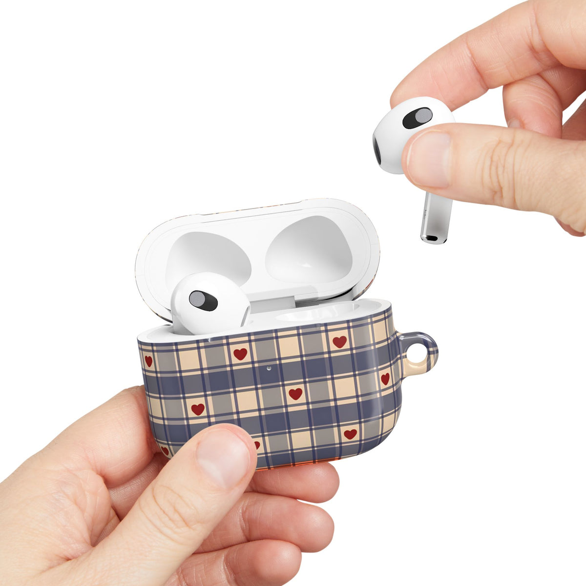 Heart Plaid AirPod Case – Slim Protective Charging Case