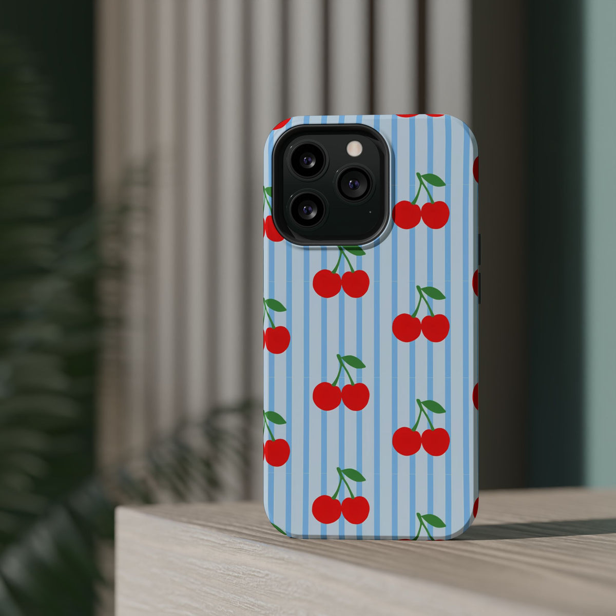 Sunday Market Magnetic Impact Phone Case — Blue Stripe Retro Design