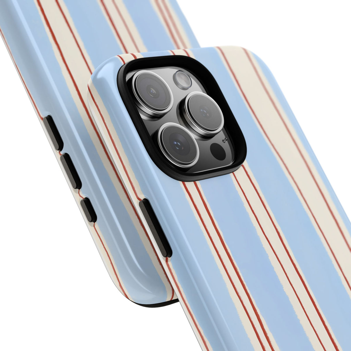 Blue Linen Tough Phone Case – Shockproof Protective iPhone Cover