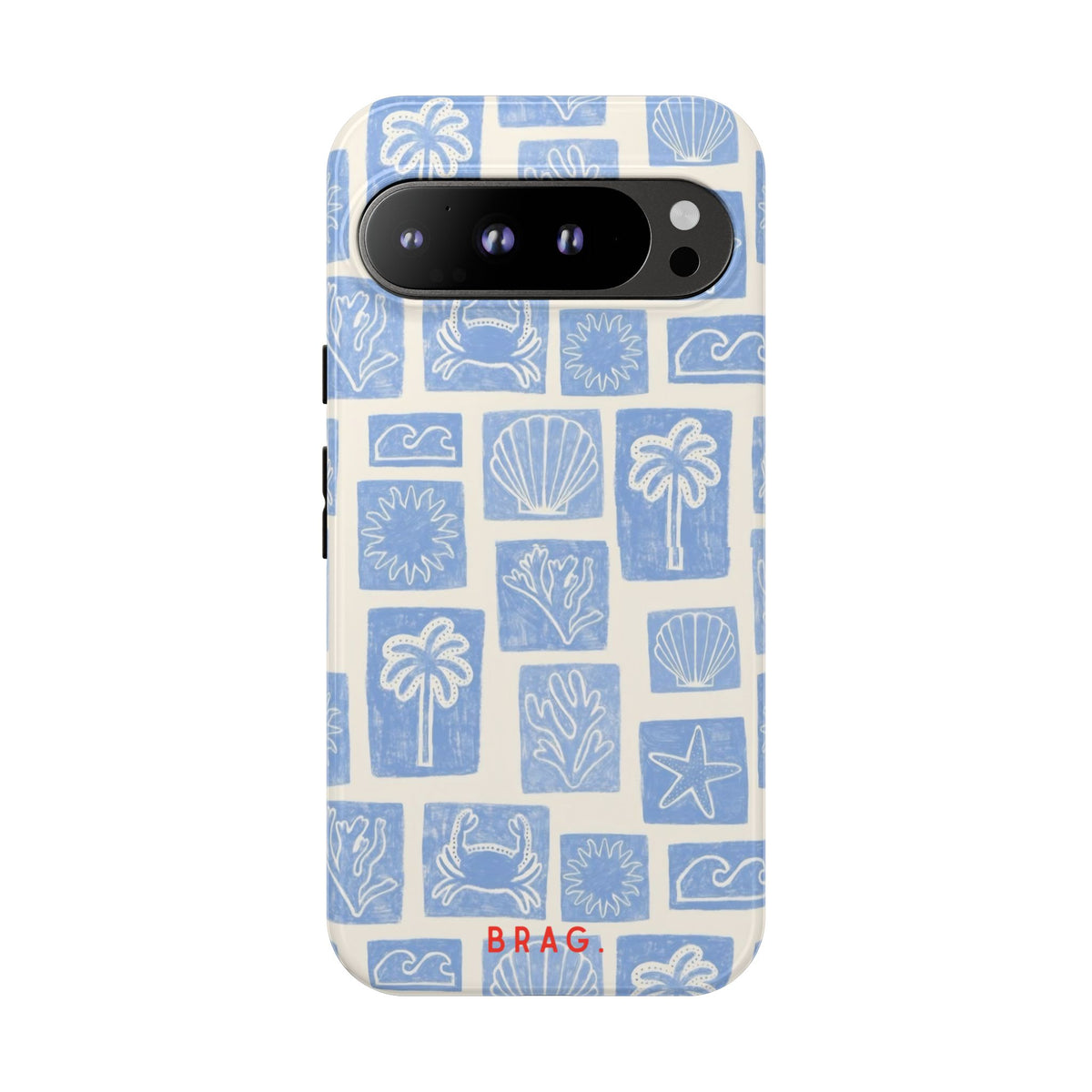 Azure Tiles Tough Phone Case – Shockproof Protective iPhone Cover