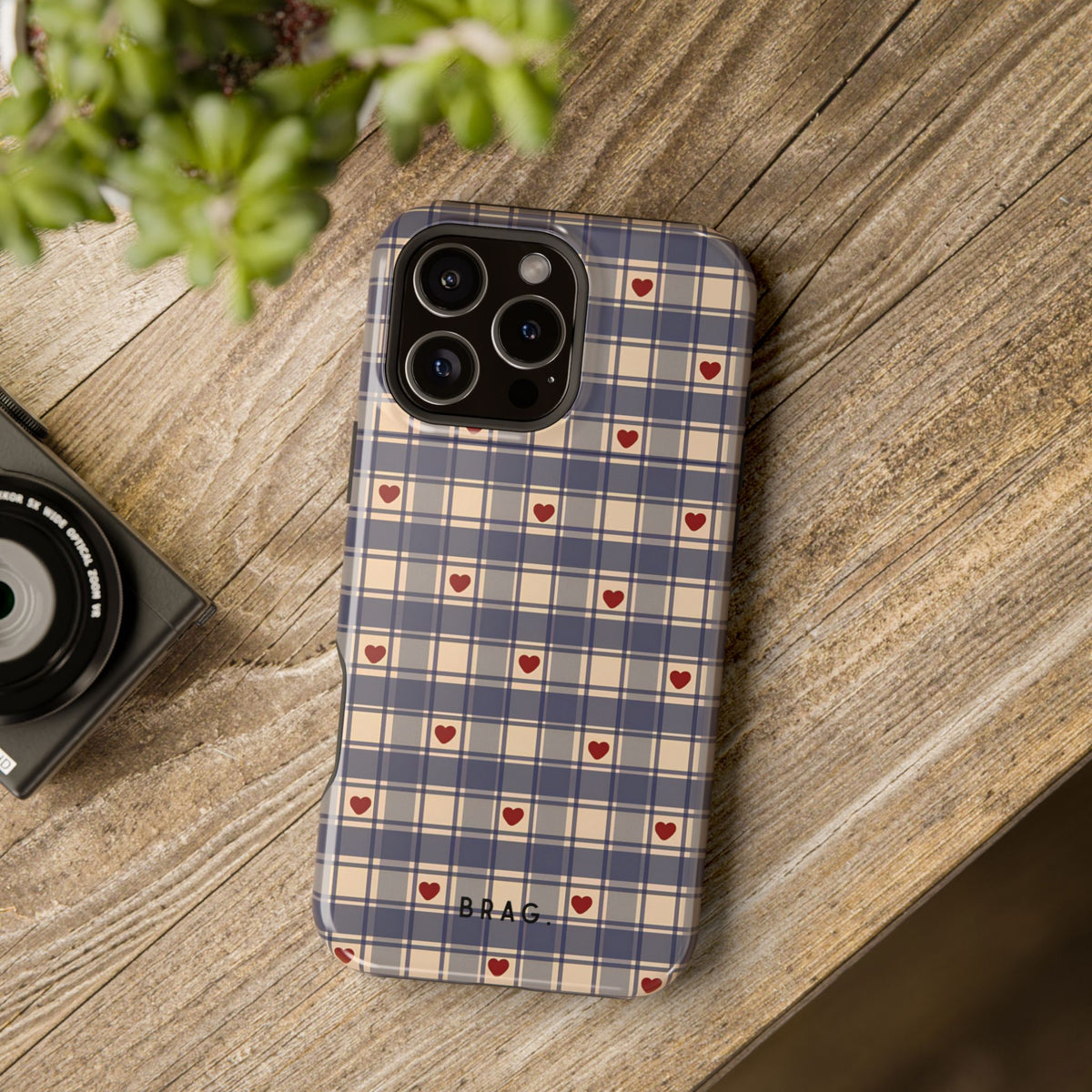 Heart Plaid Magnetic Impact-Resistant Phone Case
