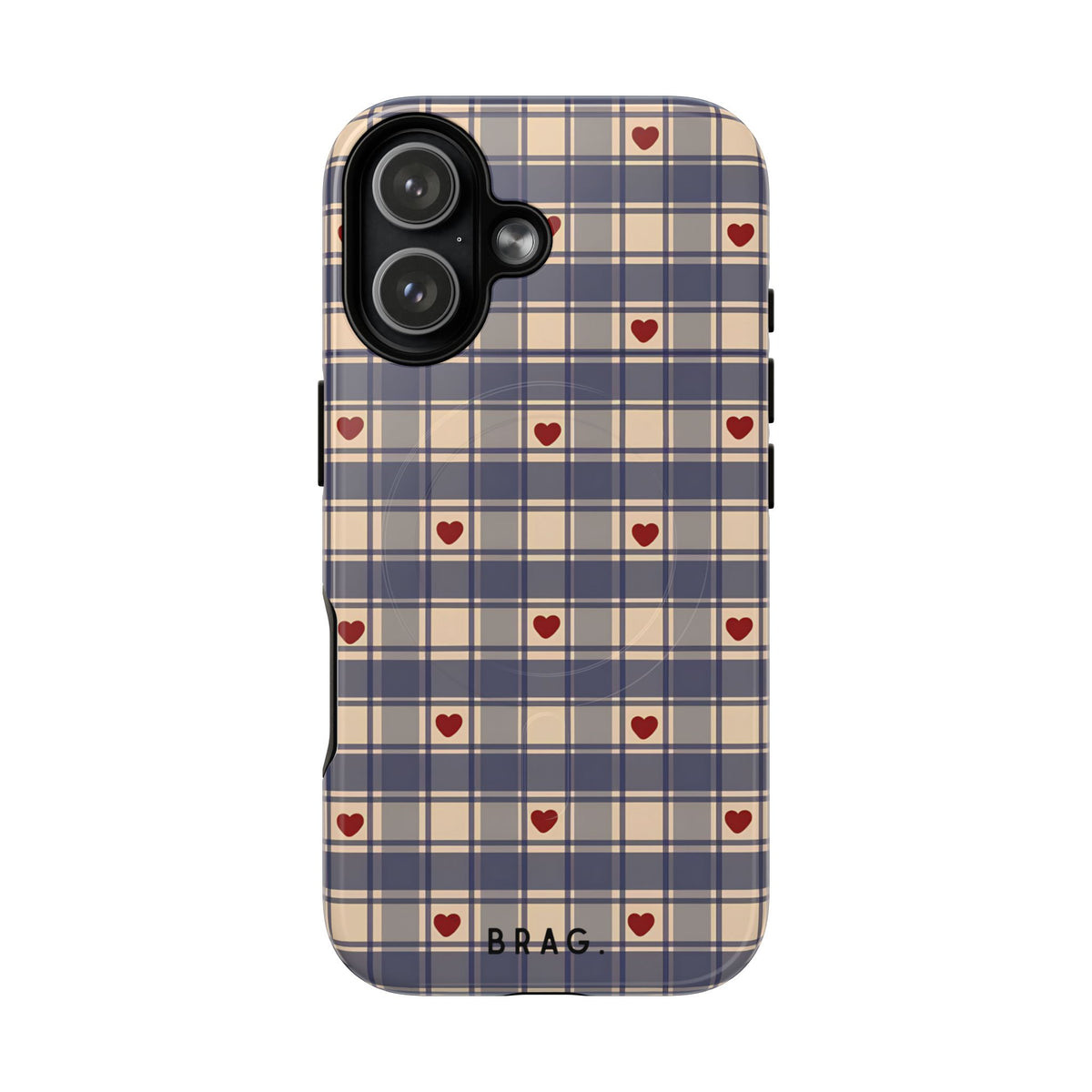 Heart Plaid MagSafe Tough Phone Case — Magnetic Protective Cover