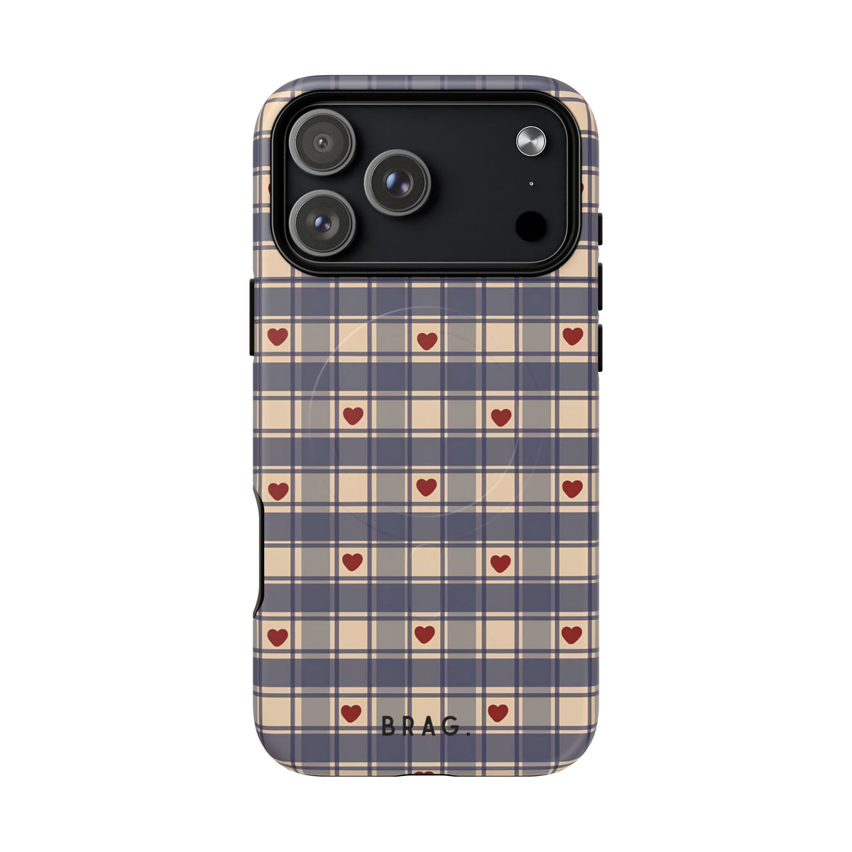 Heart Plaid MagSafe Tough Phone Case — Magnetic Protective Cover