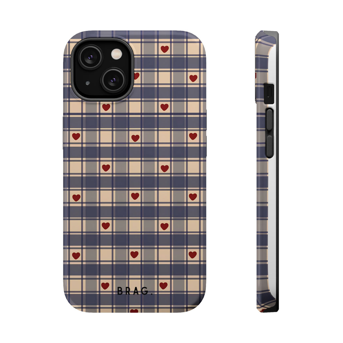 Heart Plaid Magnetic Impact-Resistant Phone Case