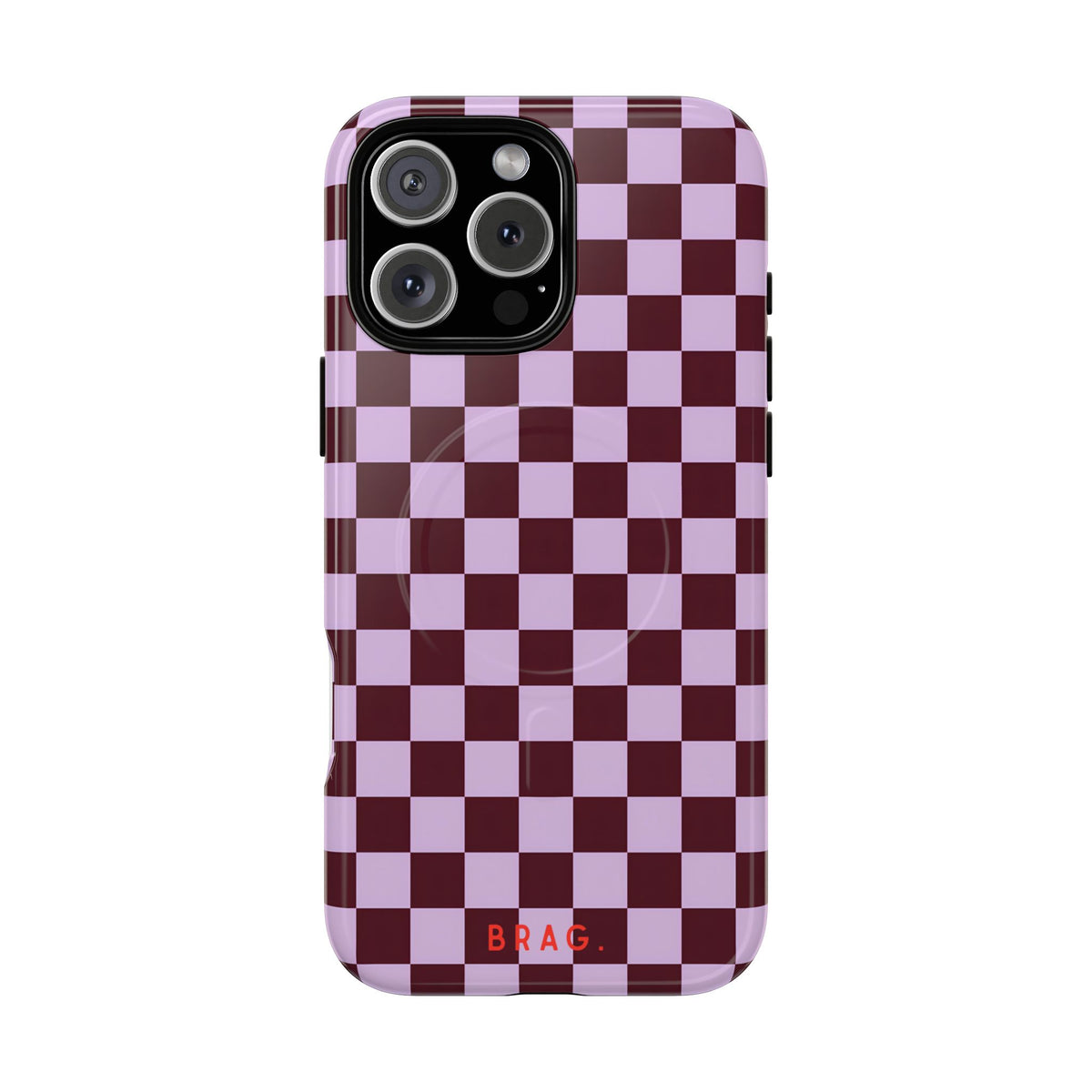 Cherry Check MagSafe Tough Phone Case — Magnetic Protective Cover