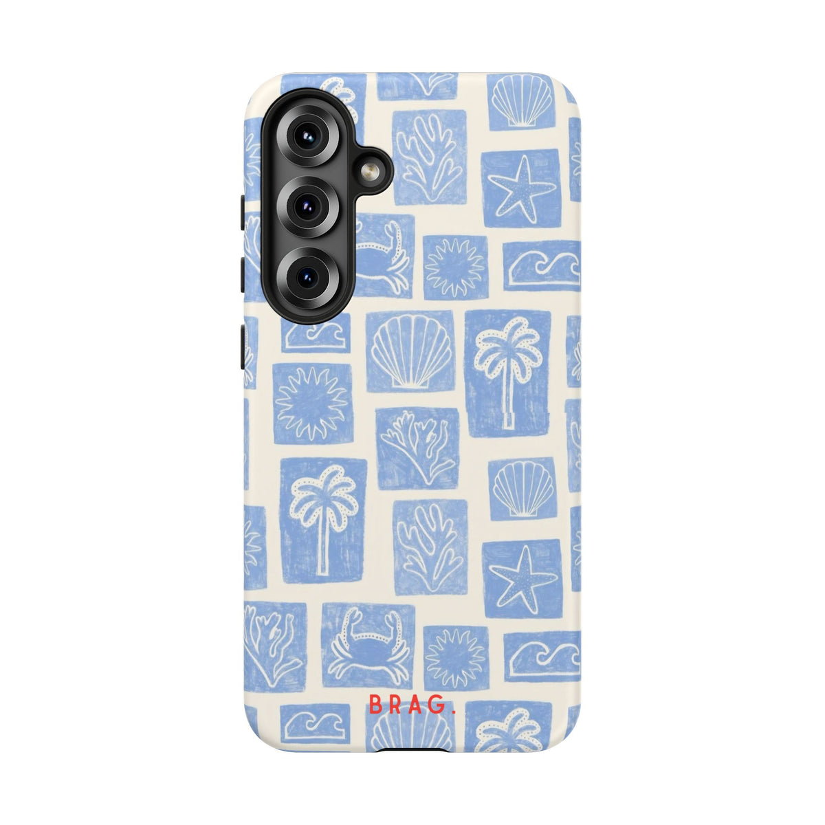 Azure Tiles Tough Phone Case – Shockproof Protective iPhone Cover