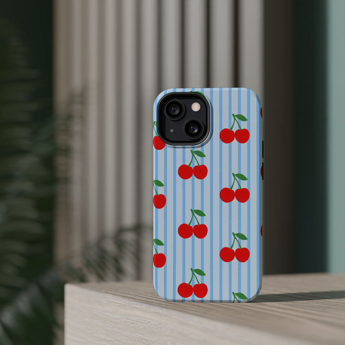 Sunday Market Magnetic Impact Phone Case — Blue Stripe Retro Design