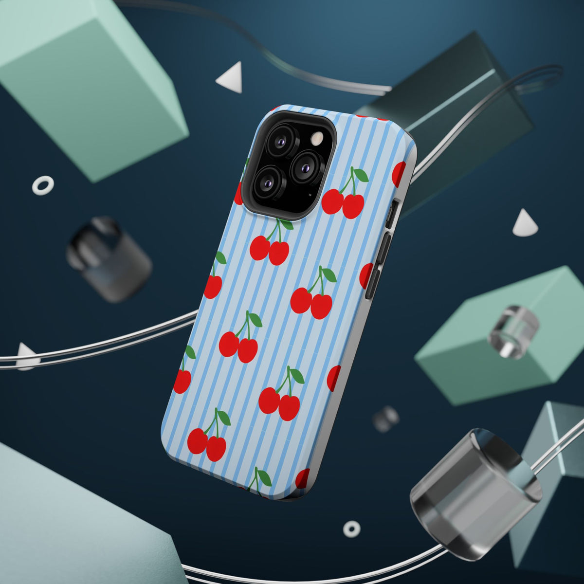 Sunday Market Magnetic Impact Phone Case — Blue Stripe Retro Design
