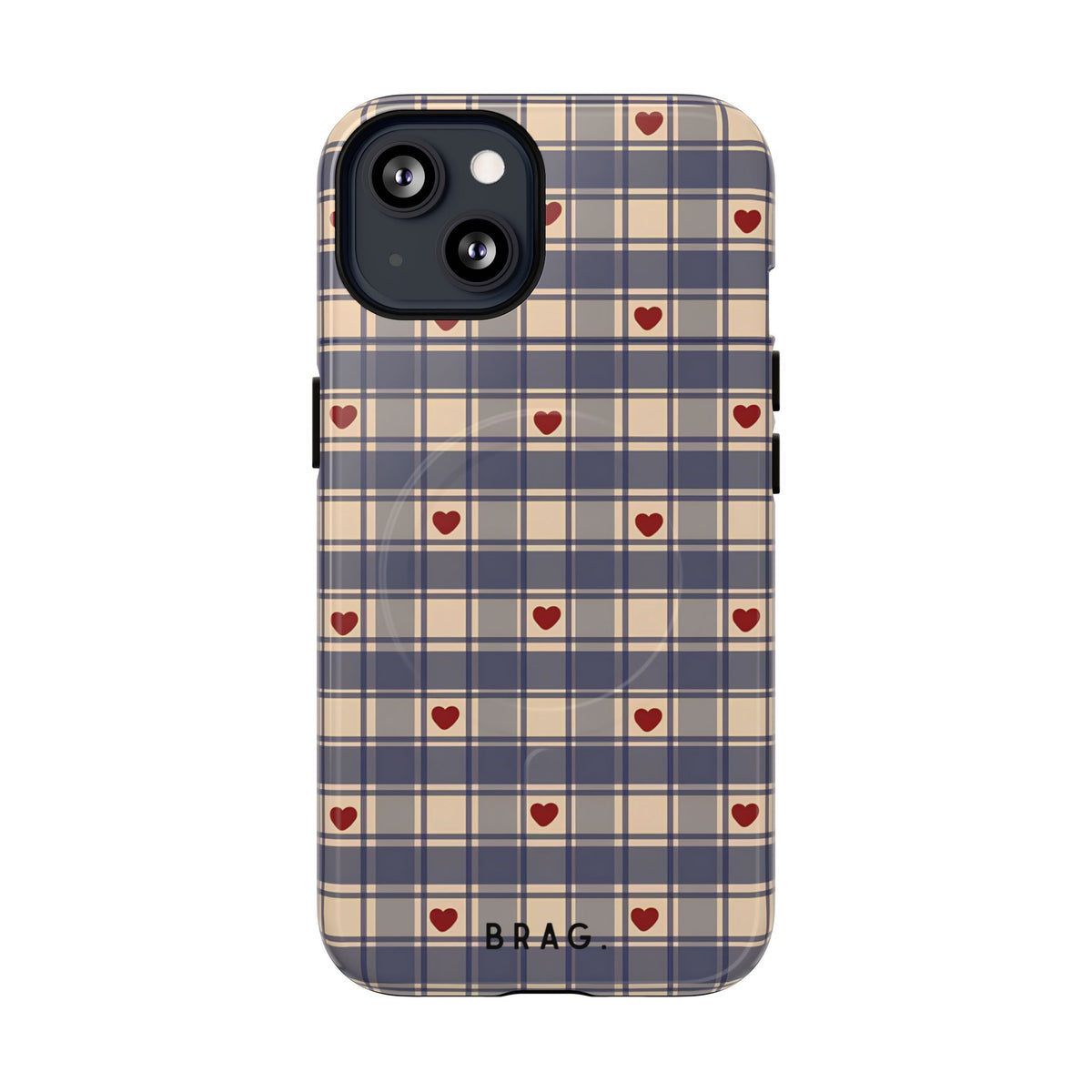 Heart Plaid MagSafe Tough Phone Case — Magnetic Protective Cover