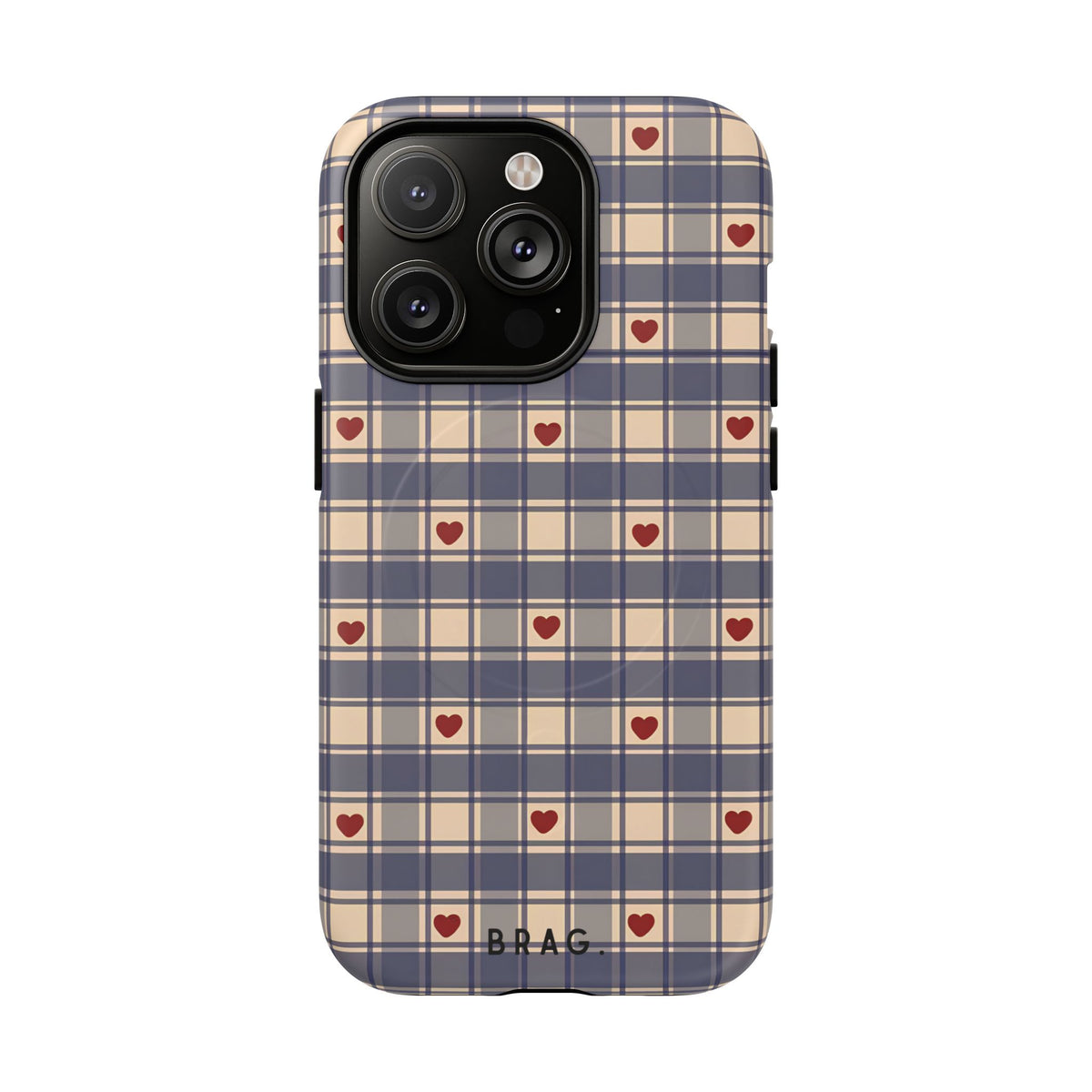 Heart Plaid MagSafe Tough Phone Case — Magnetic Protective Cover