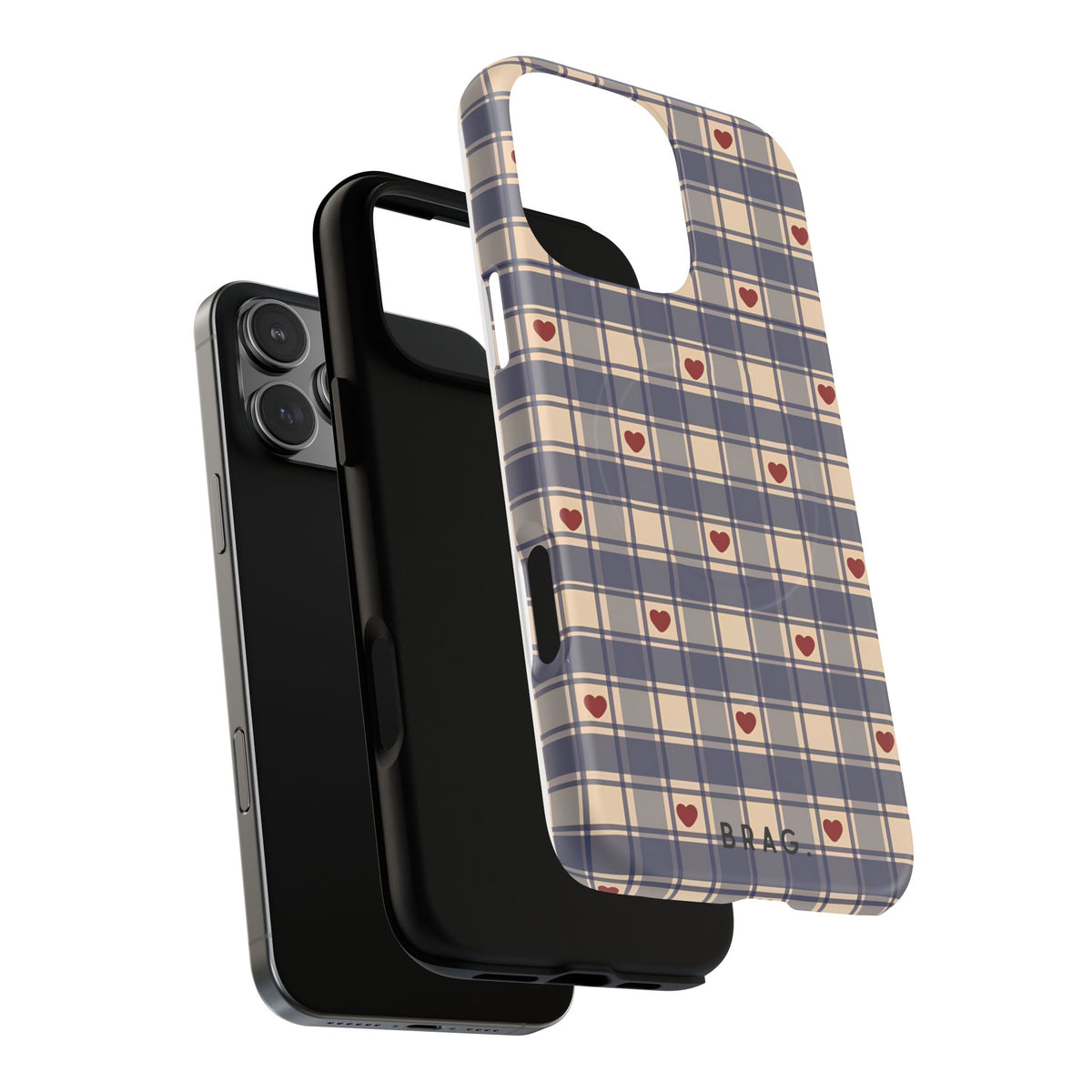 Heart Plaid MagSafe Tough Phone Case — Magnetic Protective Cover