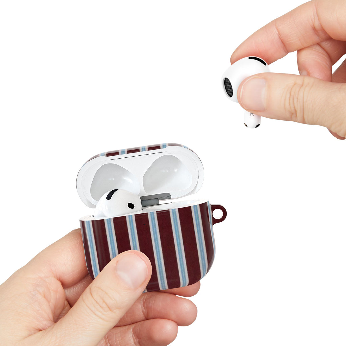 Maroon Lines AirPod Case – Slim Protective Charging Case