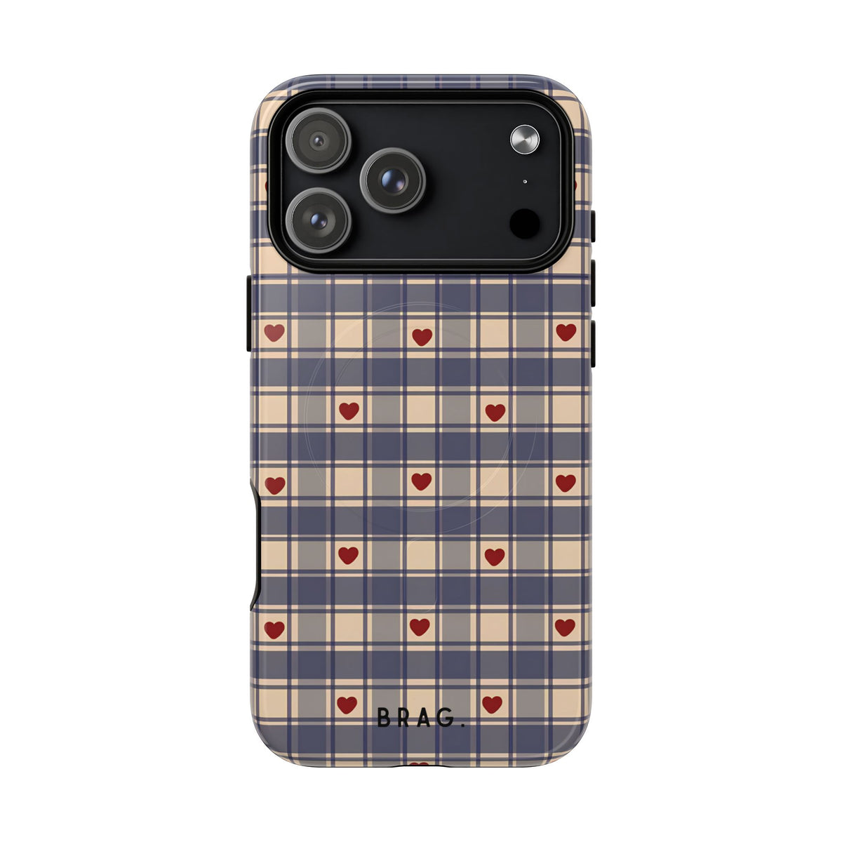 Heart Plaid MagSafe Tough Phone Case — Magnetic Protective Cover