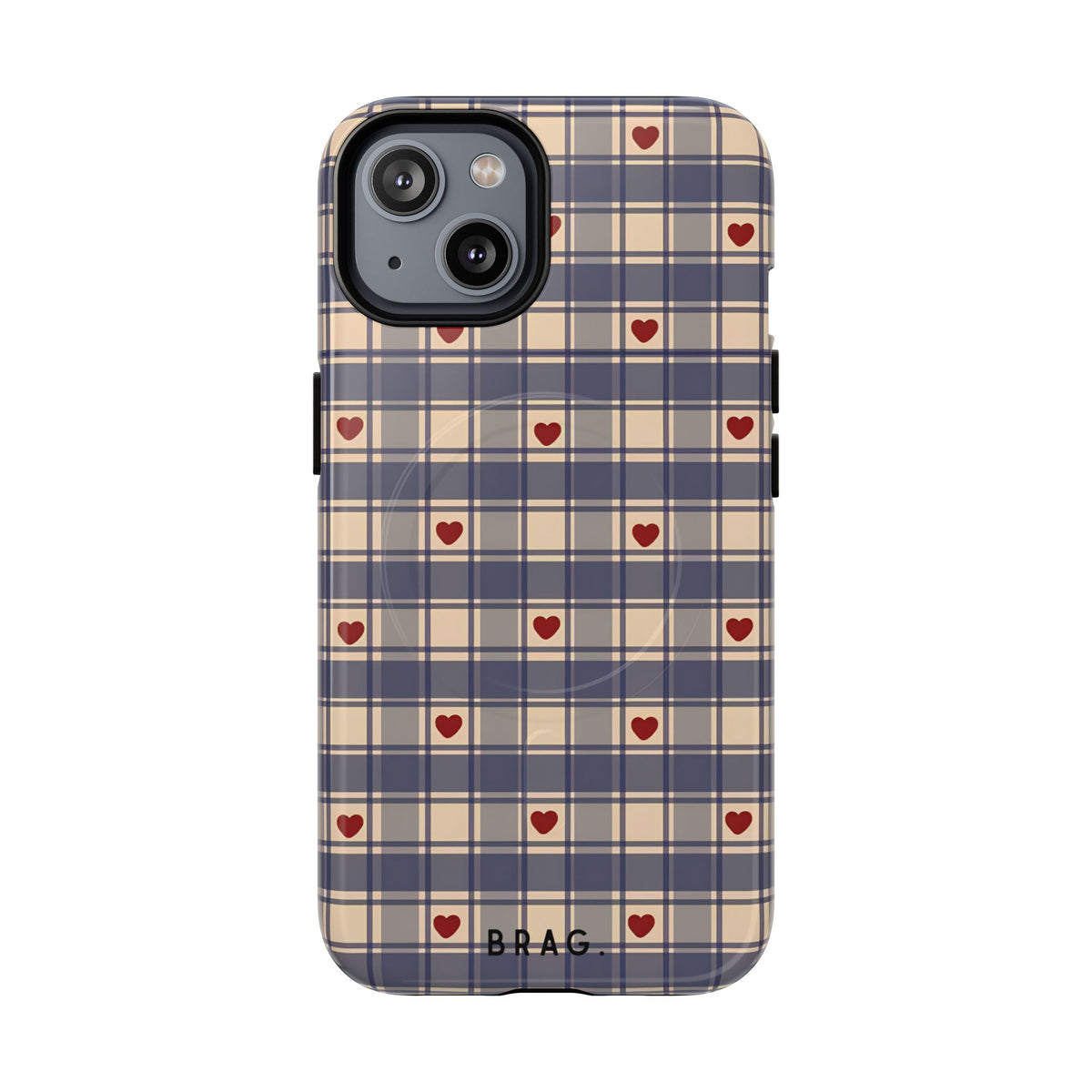 Heart Plaid MagSafe Tough Phone Case — Magnetic Protective Cover