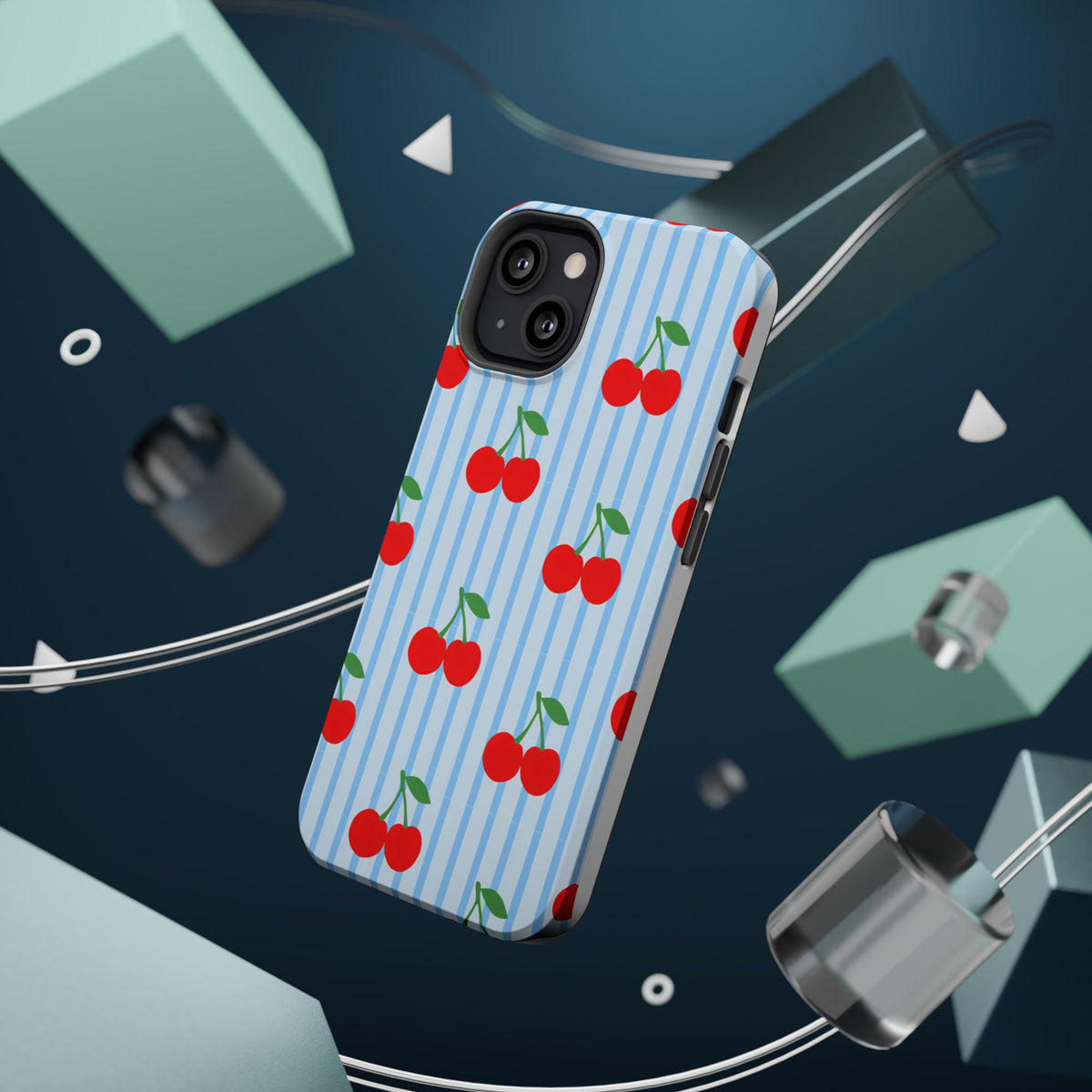 Sunday Market Magnetic Impact Phone Case — Blue Stripe Retro Design