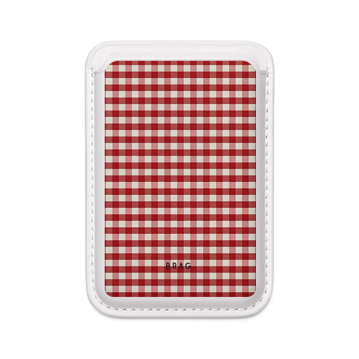 Red Gingham MagSafe Vegan Wallet — Slim Phone Card Holder