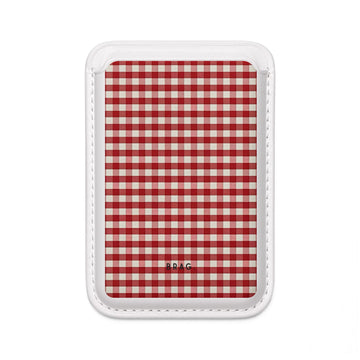 Red Gingham MagSafe Vegan Wallet — Slim Phone Card Holder