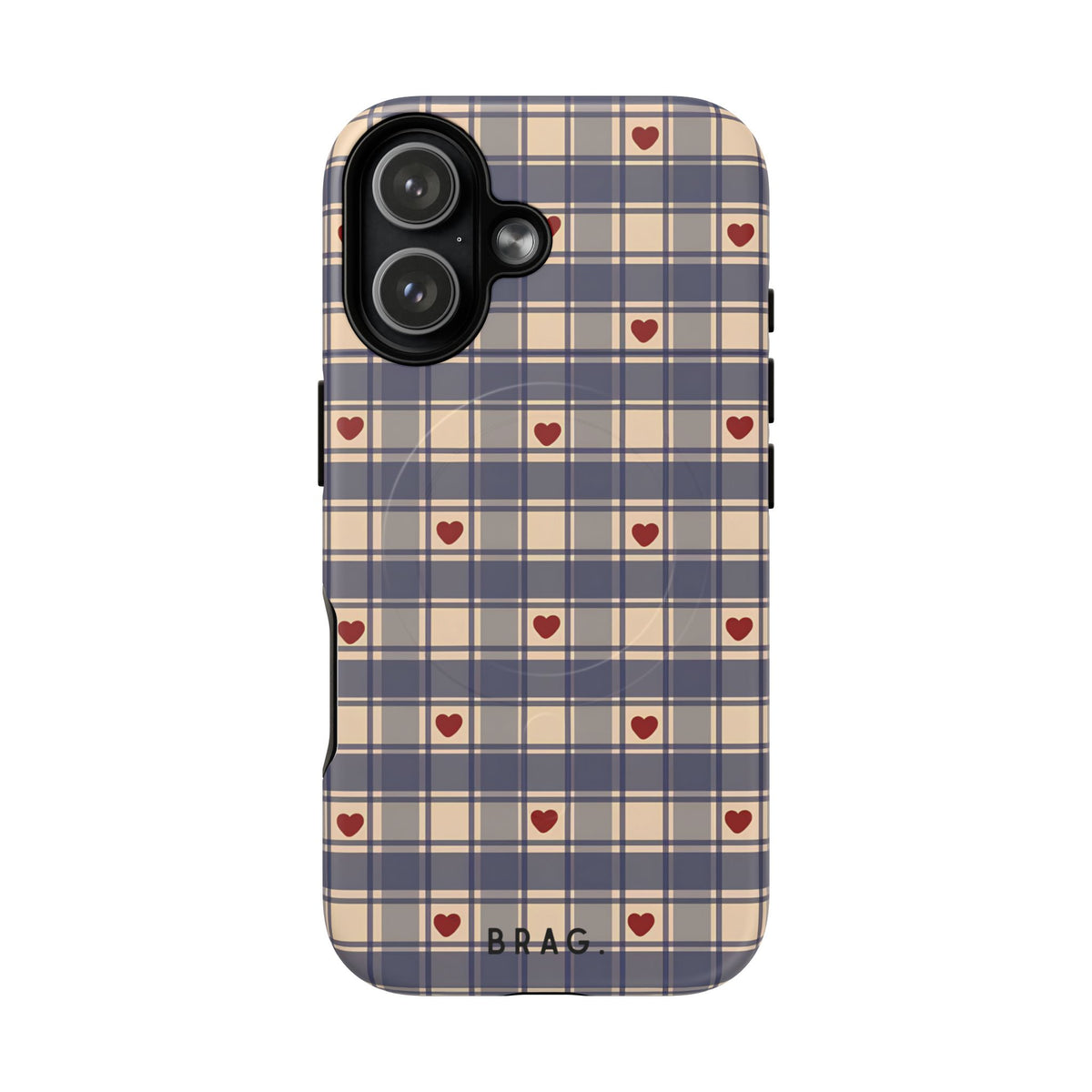 Heart Plaid MagSafe Tough Phone Case — Magnetic Protective Cover