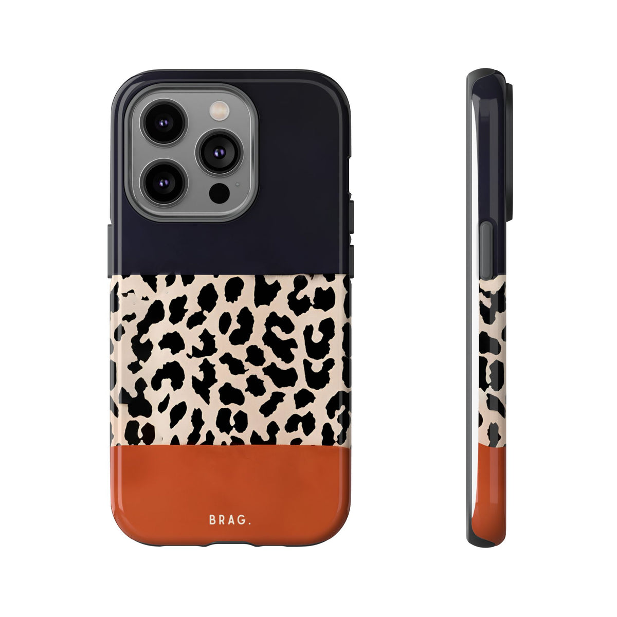 Leopard Block Tough Phone Case – Shockproof Protective iPhone Cover