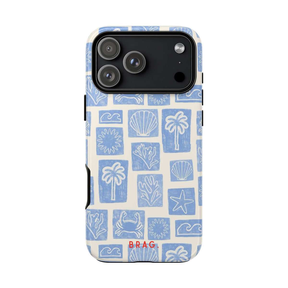 Azure Tiles Tough Phone Case – Shockproof Protective iPhone Cover
