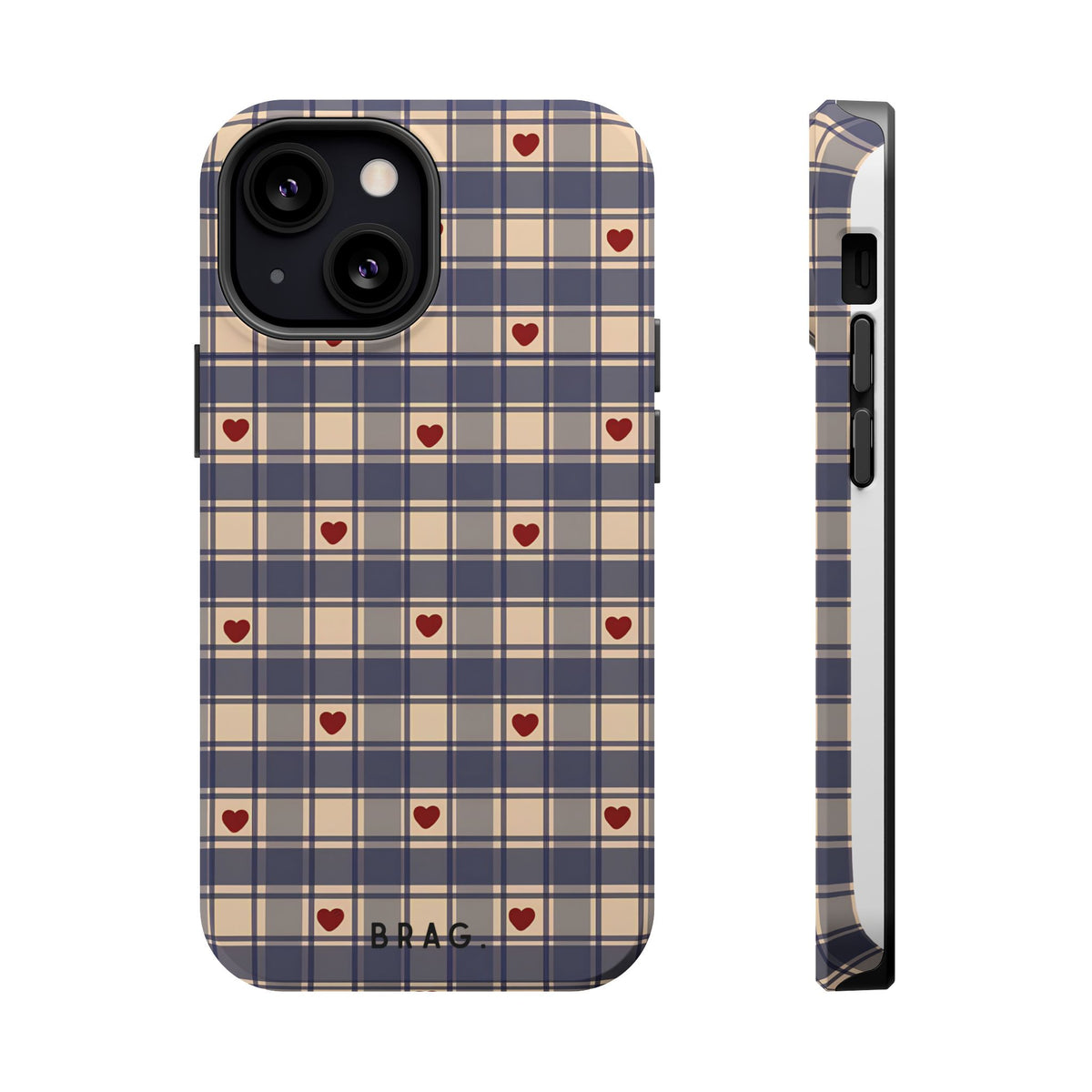 Heart Plaid Magnetic Impact-Resistant Phone Case