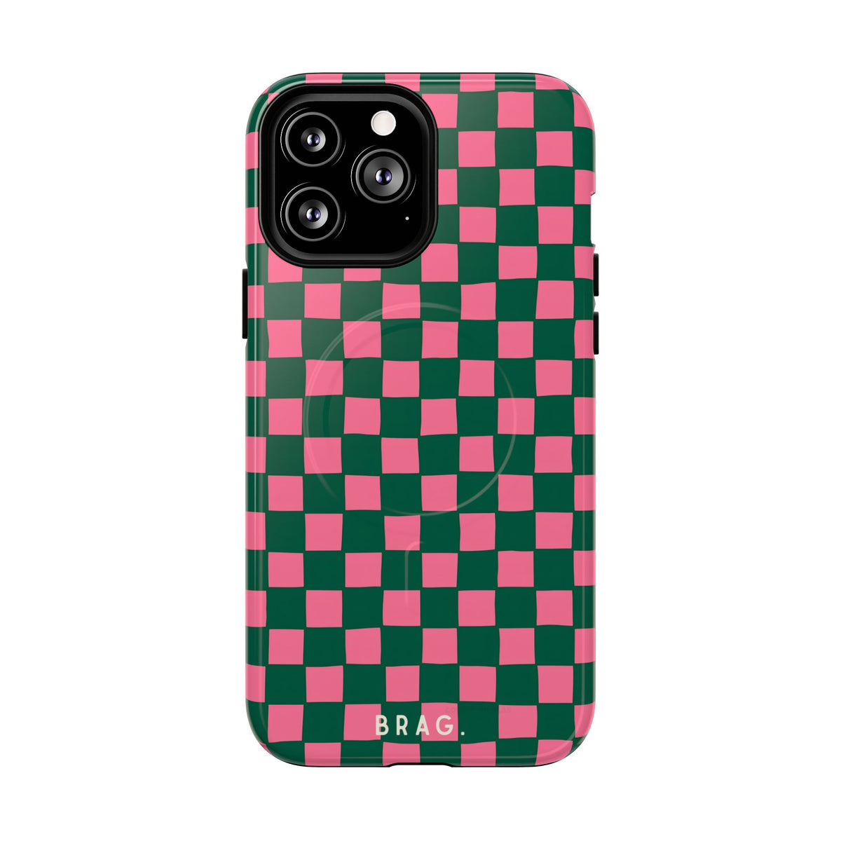 Rasberry Checks MagSafe Tough Phone Case — Magnetic Protective Cover