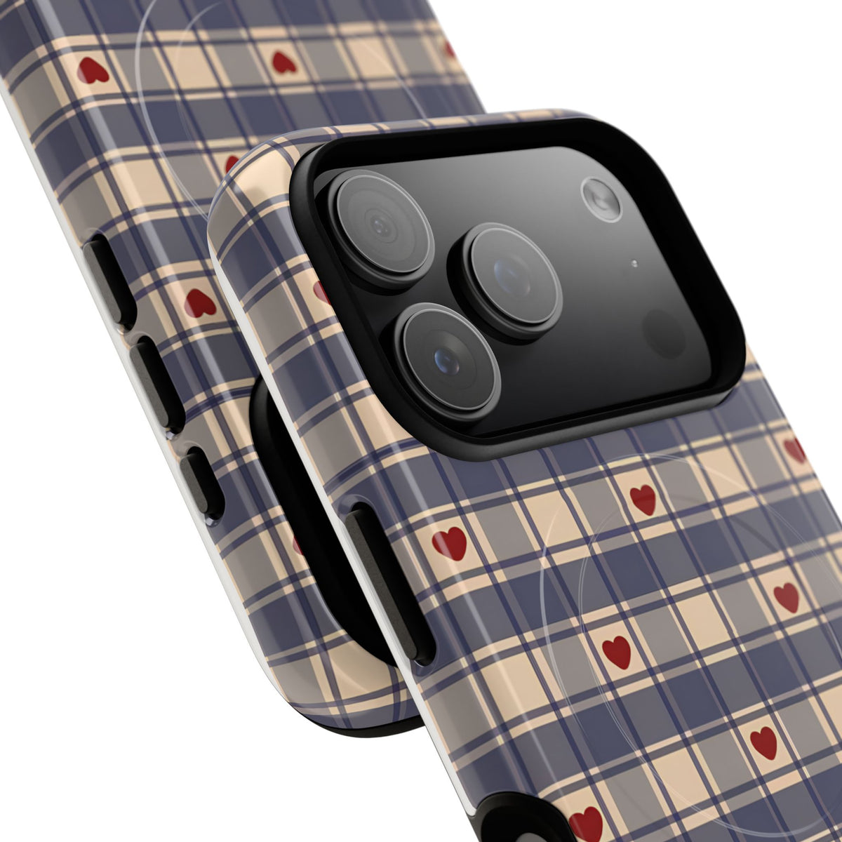 Heart Plaid MagSafe Tough Phone Case — Magnetic Protective Cover