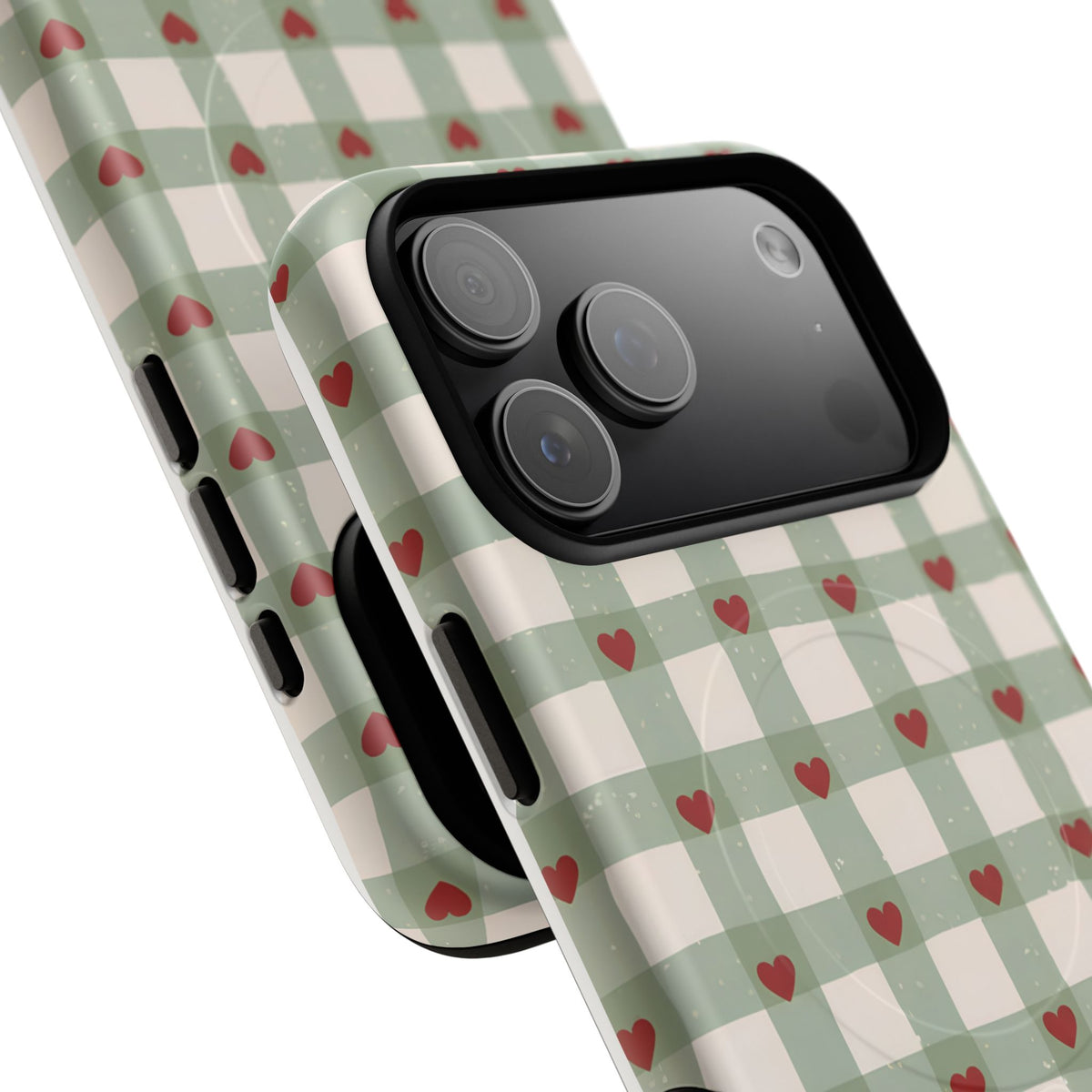 Mint Hearts MagSafe Tough Phone Case — Magnetic Protective Cover