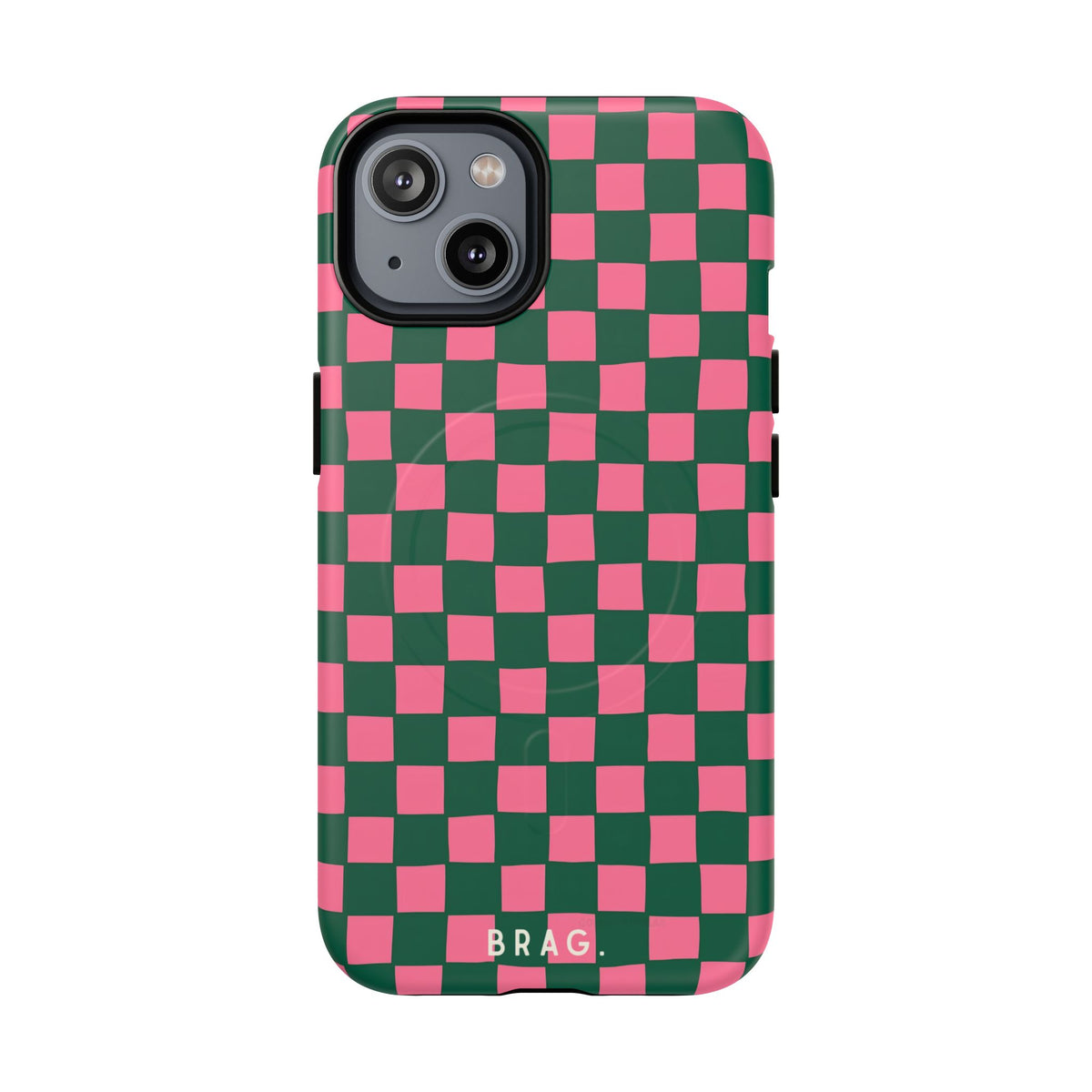 Rasberry Checks MagSafe Tough Phone Case — Magnetic Protective Cover