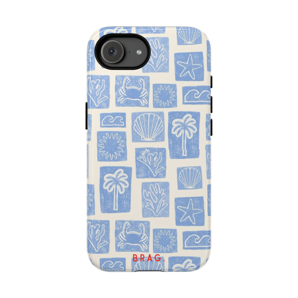 Azure Tiles Tough Phone Case – Shockproof Protective iPhone Cover
