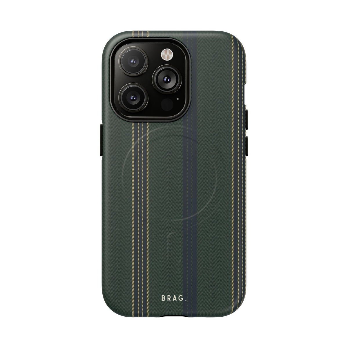 Olive Pinstripe MagSafe Tough Phone Case — Magnetic Protective Cover