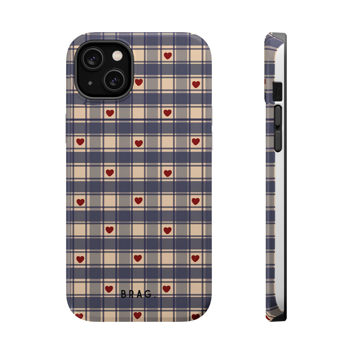Heart Plaid Magnetic Impact-Resistant Phone Case