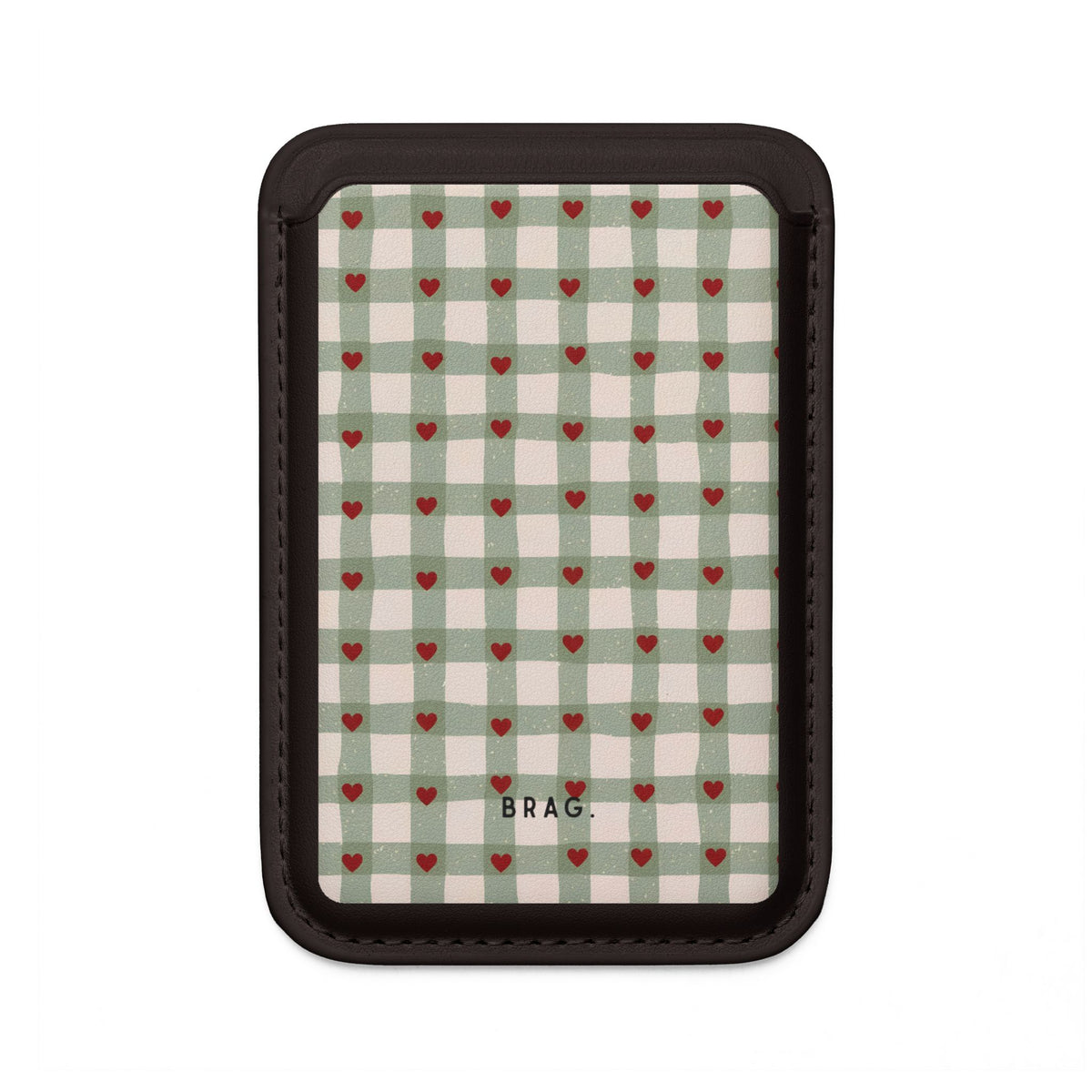 Mint Hearts MagSafe Vegan Wallet — Slim Phone Card Holder