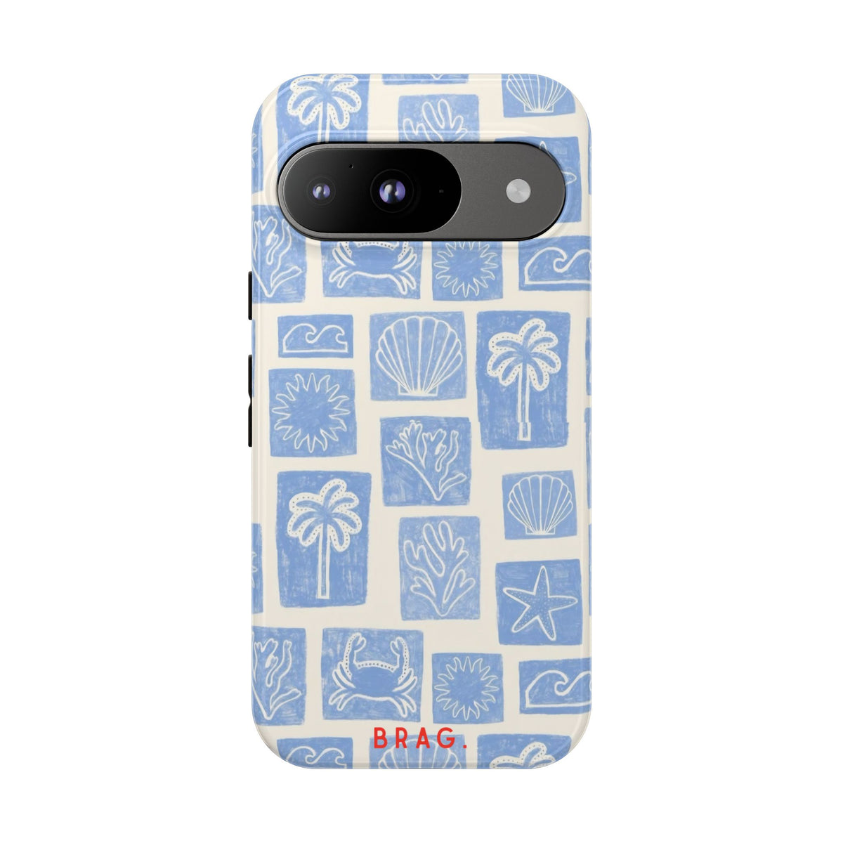 Azure Tiles Tough Phone Case – Shockproof Protective iPhone Cover