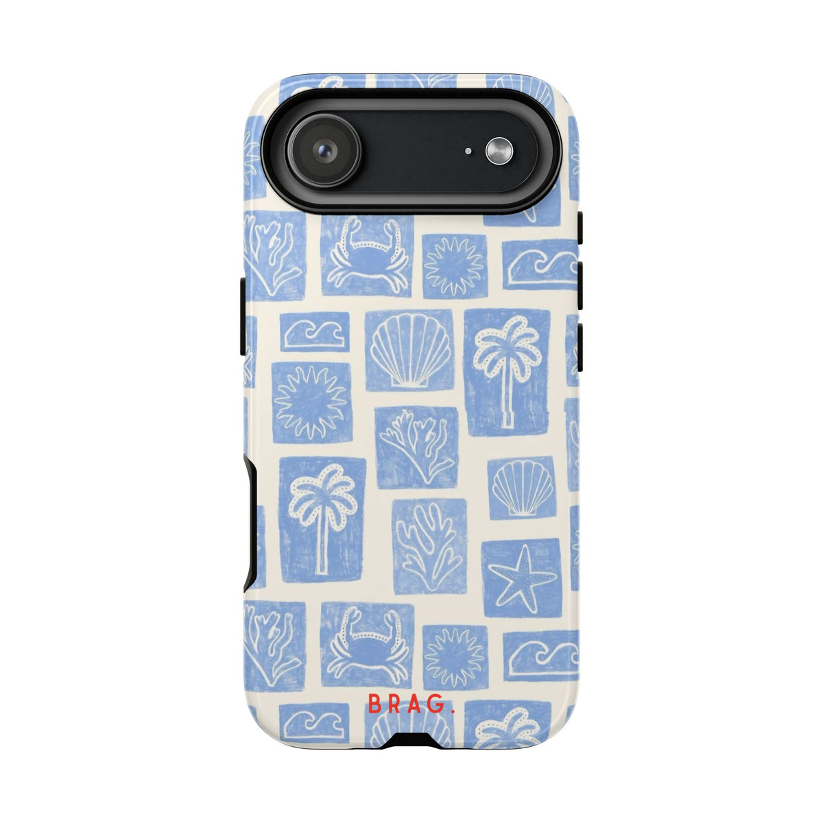 Azure Tiles Tough Phone Case – Shockproof Protective iPhone Cover