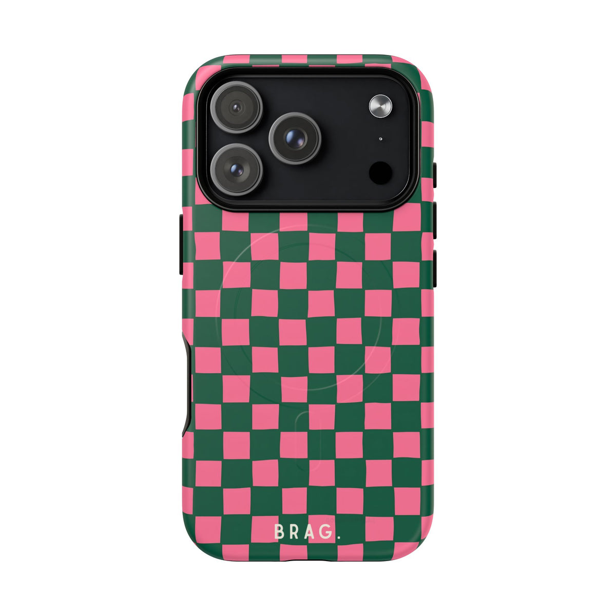 Rasberry Checks MagSafe Tough Phone Case — Magnetic Protective Cover