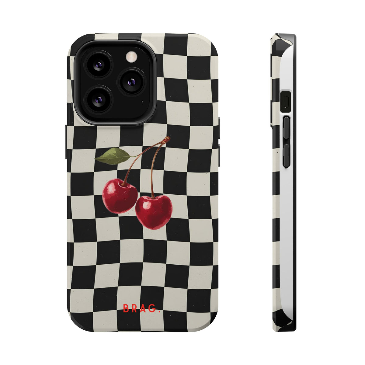 Cherry Check Magnetic Impact-Resistant Phone Case