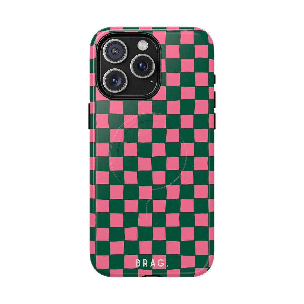 Rasberry Checks MagSafe Tough Phone Case — Magnetic Protective Cover