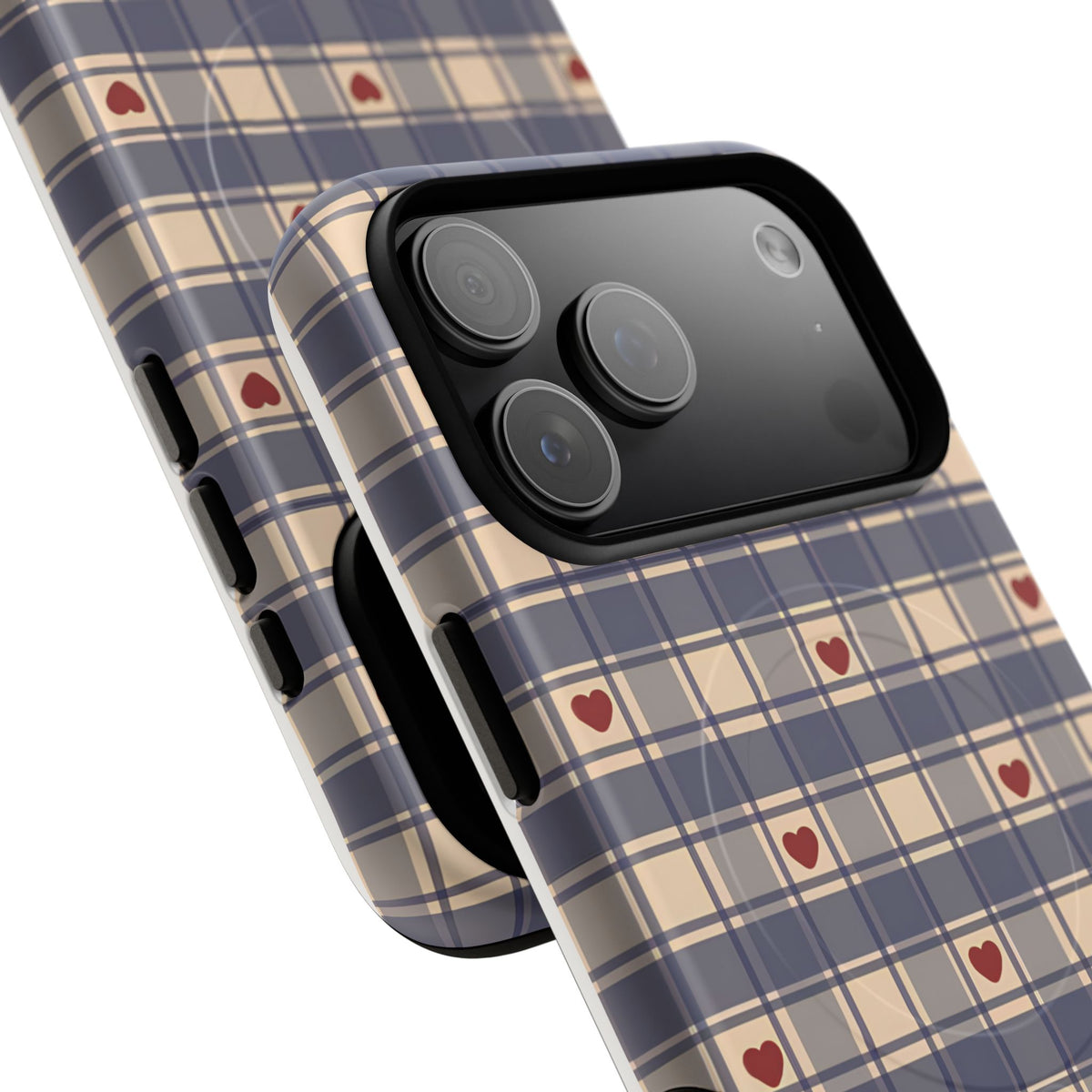 Heart Plaid MagSafe Tough Phone Case — Magnetic Protective Cover