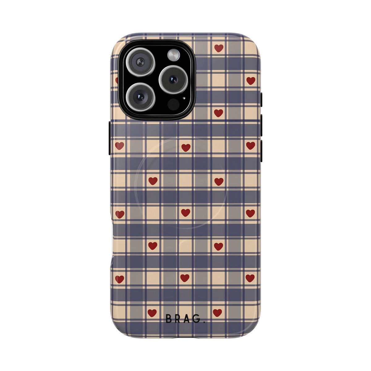 Heart Plaid MagSafe Tough Phone Case — Magnetic Protective Cover