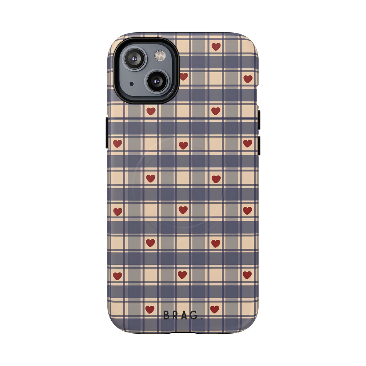 Heart Plaid MagSafe Tough Phone Case — Magnetic Protective Cover