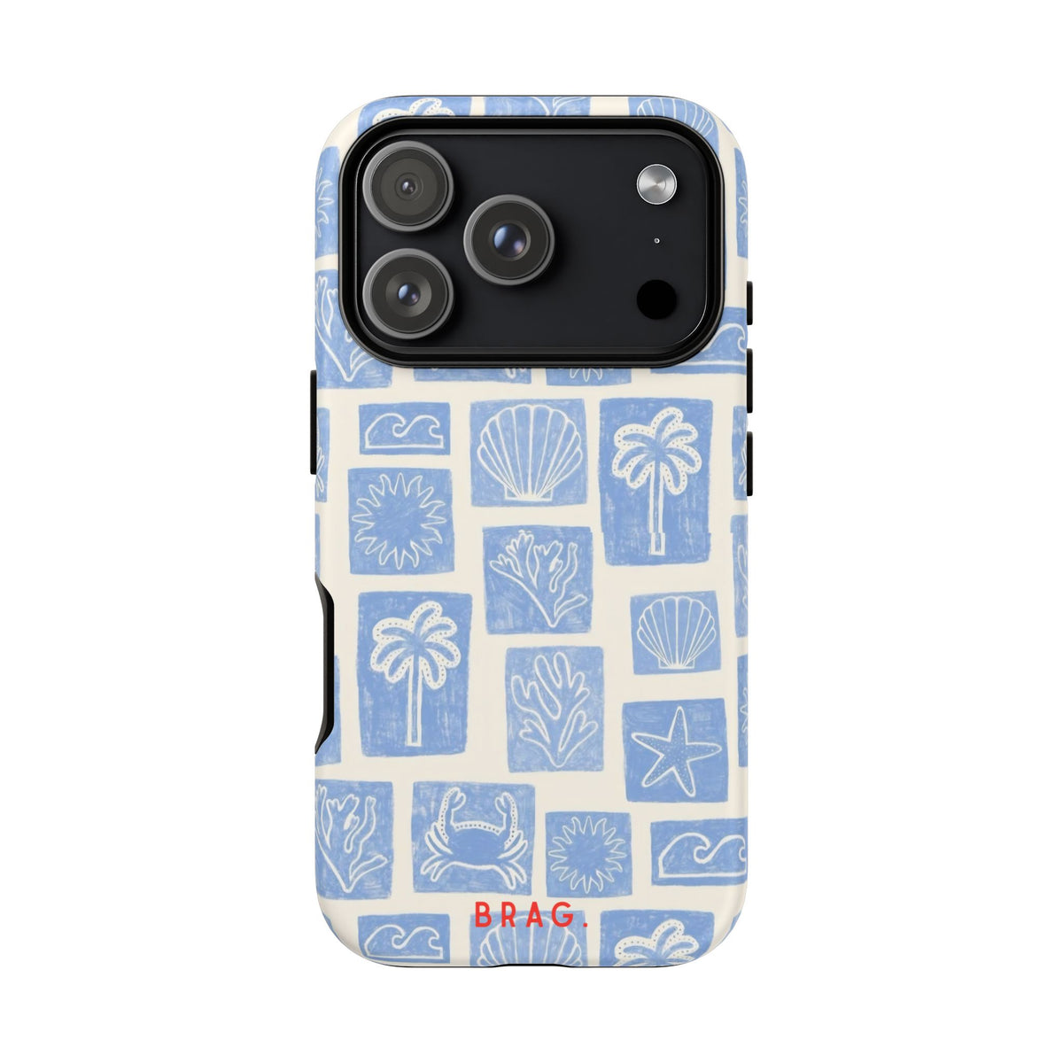 Azure Tiles Tough Phone Case – Shockproof Protective iPhone Cover