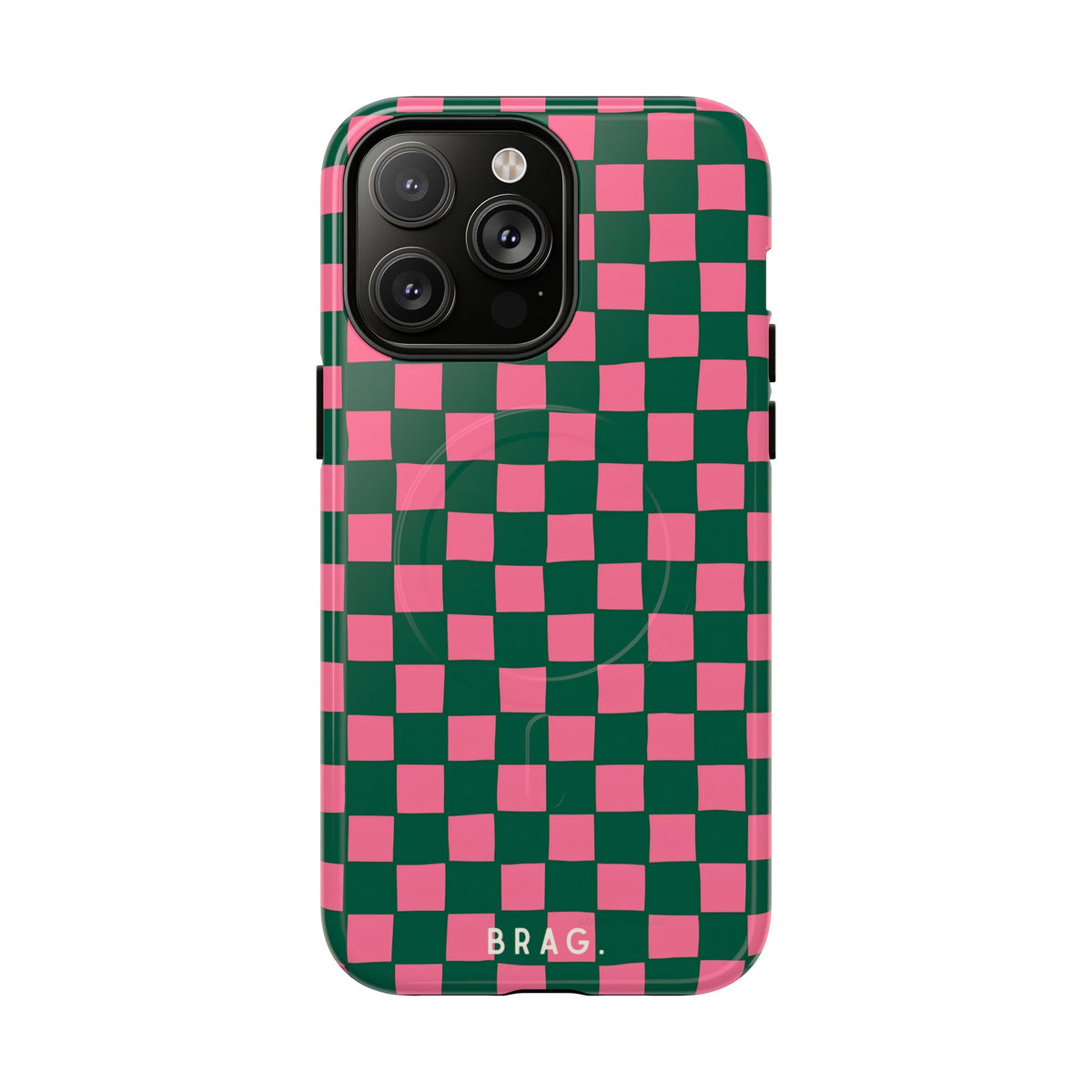 Rasberry Checks MagSafe Tough Phone Case — Magnetic Protective Cover