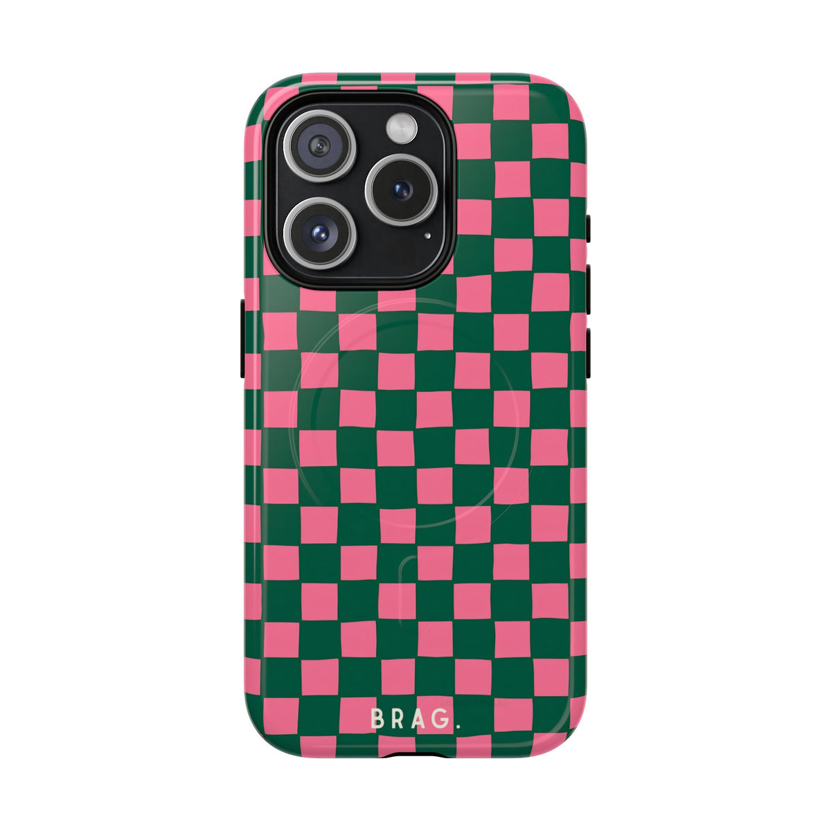 Rasberry Checks MagSafe Tough Phone Case — Magnetic Protective Cover