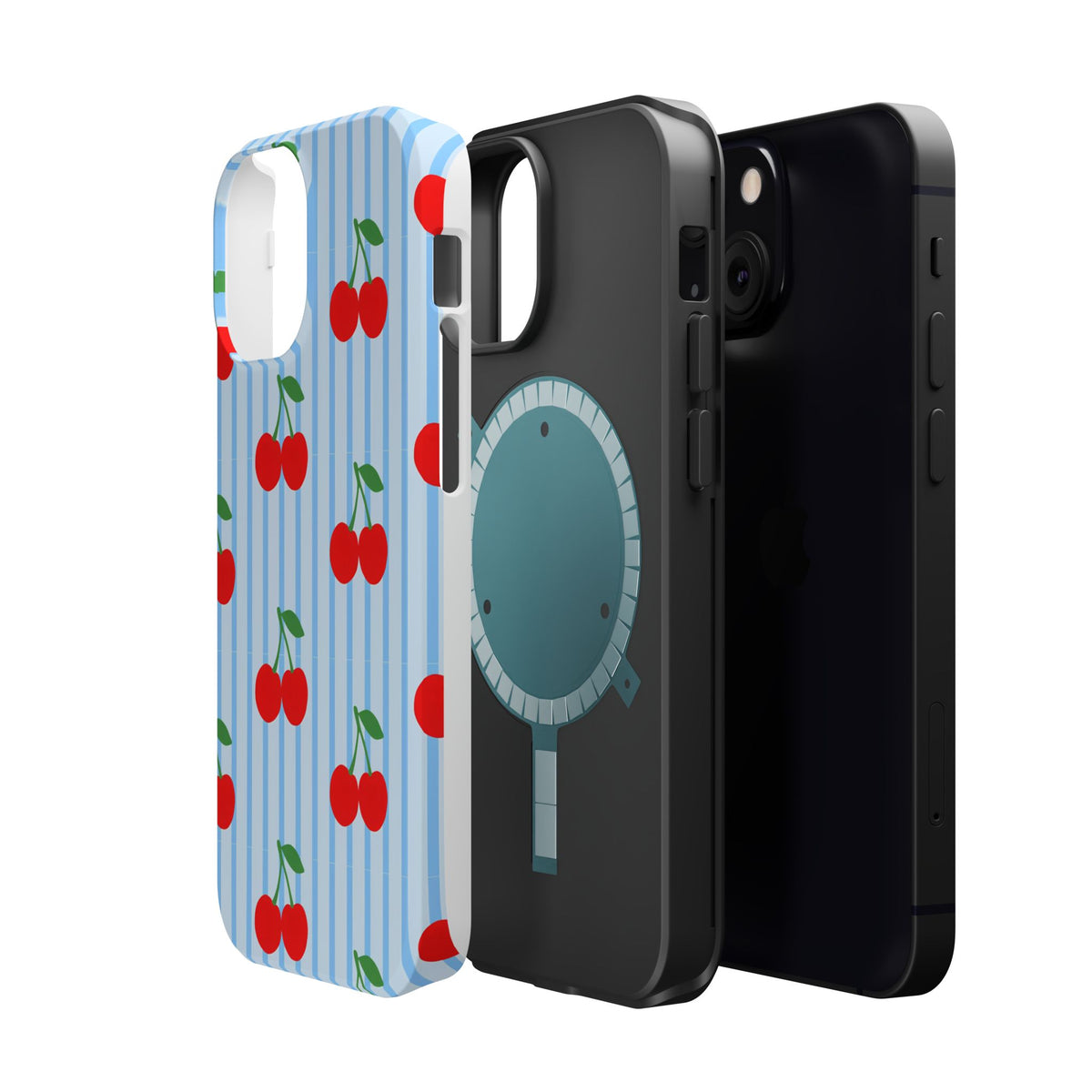 Sunday Market Magnetic Impact Phone Case — Blue Stripe Retro Design