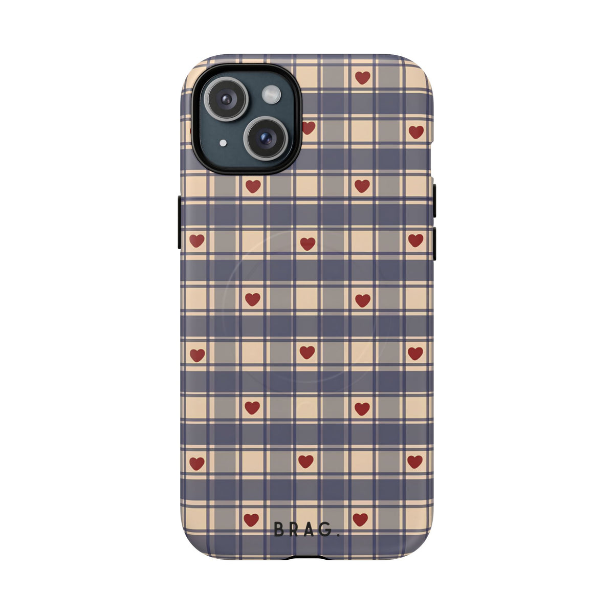 Heart Plaid MagSafe Tough Phone Case — Magnetic Protective Cover