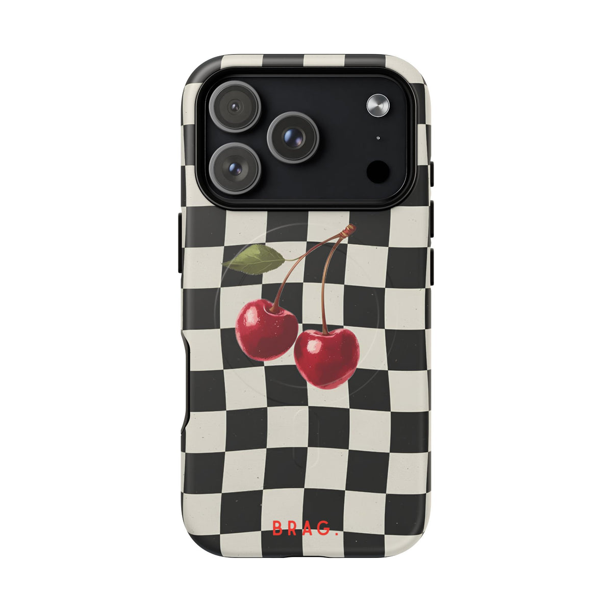Cherry Check MagSafe Tough Phone Case — Magnetic Protective Cover